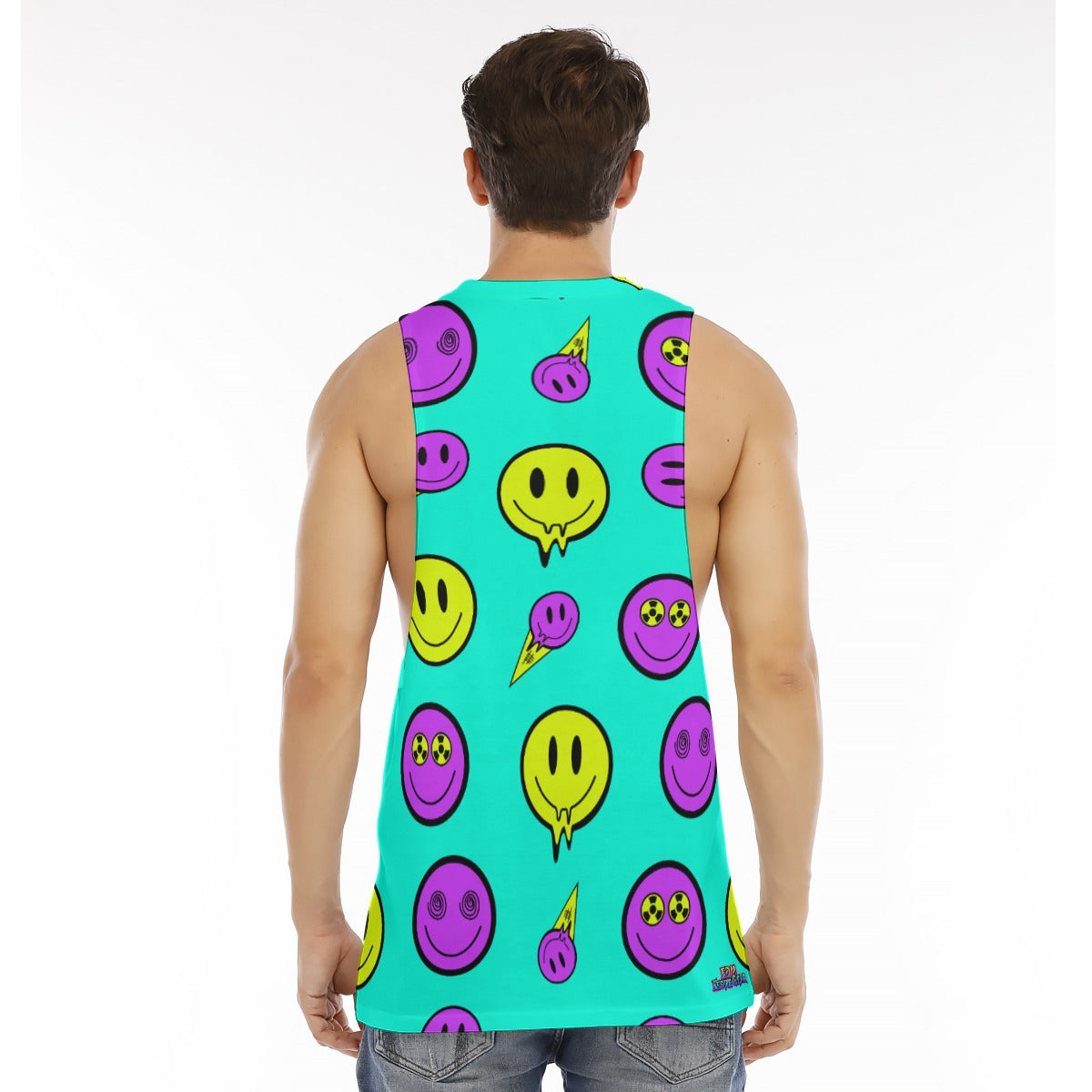 Smiley Meltdown Men’s Long Tank | Toxic Happy Face Sleeveless Shirt | EDM Festival Wear