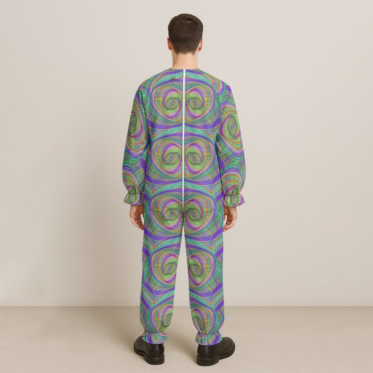 Double Vision Bass Spiral Men’s Clown-Style Jumpsuit | Psychedelic Rave Onesie | EDM Festival Wear