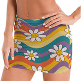 Daisy Trippin’ Sheer Mesh Bodycon Skirt | Smiley Flower Retro Wave Rave Skirt | EDM Festival Wear