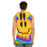 Melt With the Beat Men’s Tank Hooded Vest | Rainbow Smiley Rave Tank | EDM Festival Wear