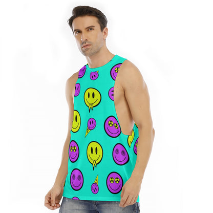 Smiley Meltdown Men’s Long Tank | Toxic Happy Face Sleeveless Shirt | EDM Festival Wear