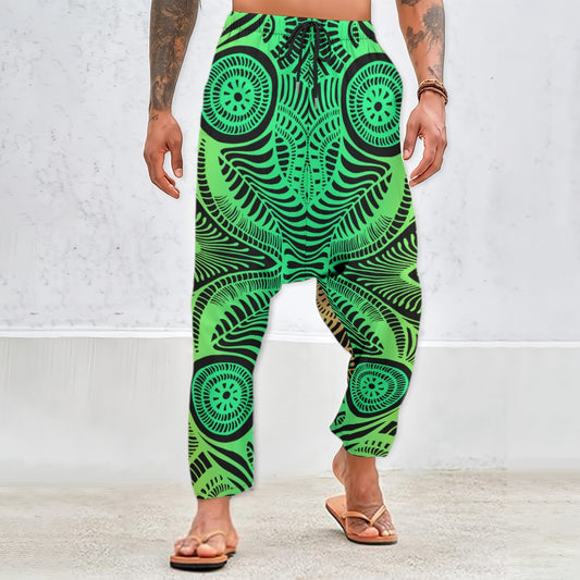Bass Totem Mirage Men’s Cotton Harem Pants | Psychedelic Optical Rave Pants | Cotton Festival Wear