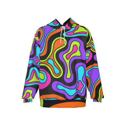 Liquid Frequency Melt Men’s Heavy Fleece Raglan Hoodie | Psychedelic Rave Hoodie | EDM Festival Wear