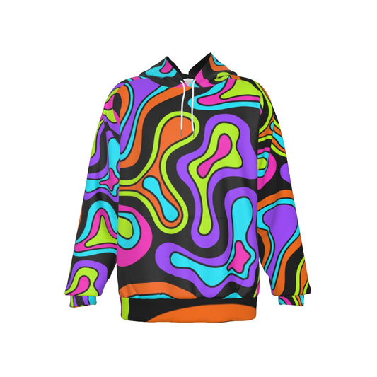 Liquid Frequency Melt Men’s Heavy Fleece Raglan Hoodie | Psychedelic Rave Hoodie | EDM Festival Wear