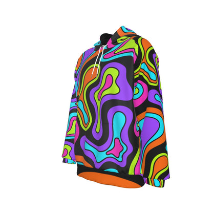 Liquid Frequency Melt Men’s Heavy Fleece Raglan Hoodie | Psychedelic Rave Hoodie | EDM Festival Wear