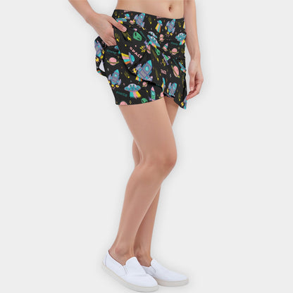 Beam Me to the Bass Women’s Skort | Alien Space Rave Skort | EDM Festival Wear