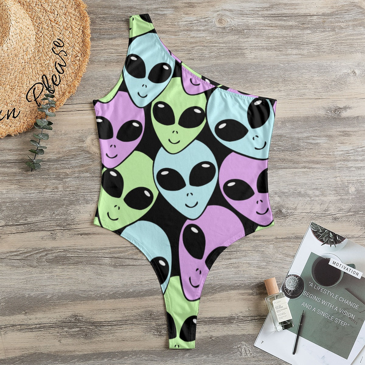 All-Over Print Women's One-Shoulder Bodysuit