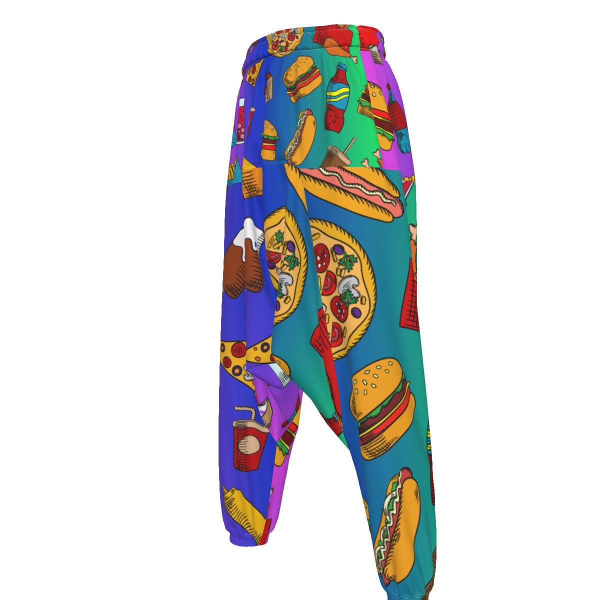 Snack Attack Side Quest Men’s Loose Trousers | Fast Food Rave Pants | EDM Festival Wear