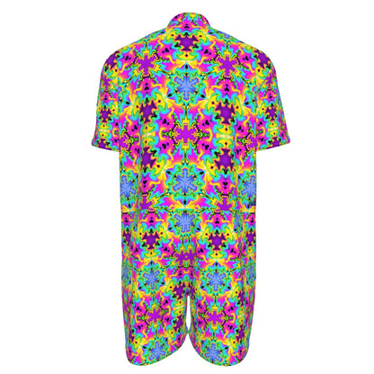 Retina Rattler Men’s Romper | Neon Psychedelic Rave Romper | EDM Festival Wear