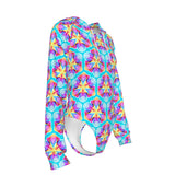 Petal Melt Frequency Hooded Bodysuit | Neon Tropical Flower Rave Jumpsuit | EDM Festival Wear