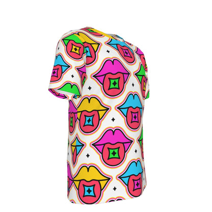 Tongue Tied Frequencies Men’s O-Neck T-Shirt | Pop Art Lips Rave Tee | EDM Festival Wear