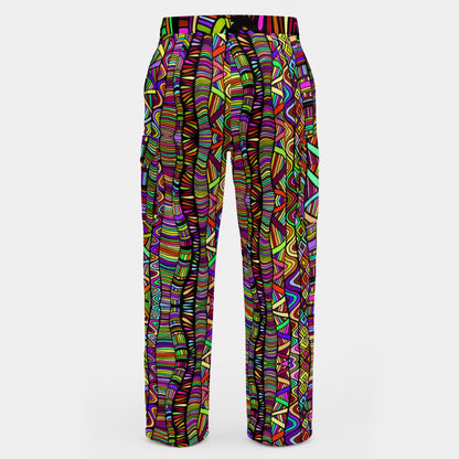 Wook Wavelength Men’s Cargo Pants | Psychedelic Rainbow Rave Pants | EDM Festival Wear