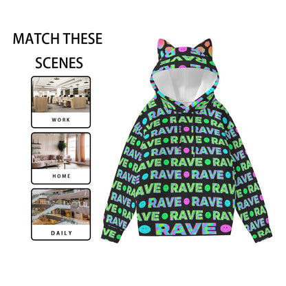 Purrty Favors & Poor Decisions Hoodie | Smiley Cat-Ear Club Hoodie | EDM Festival Wear