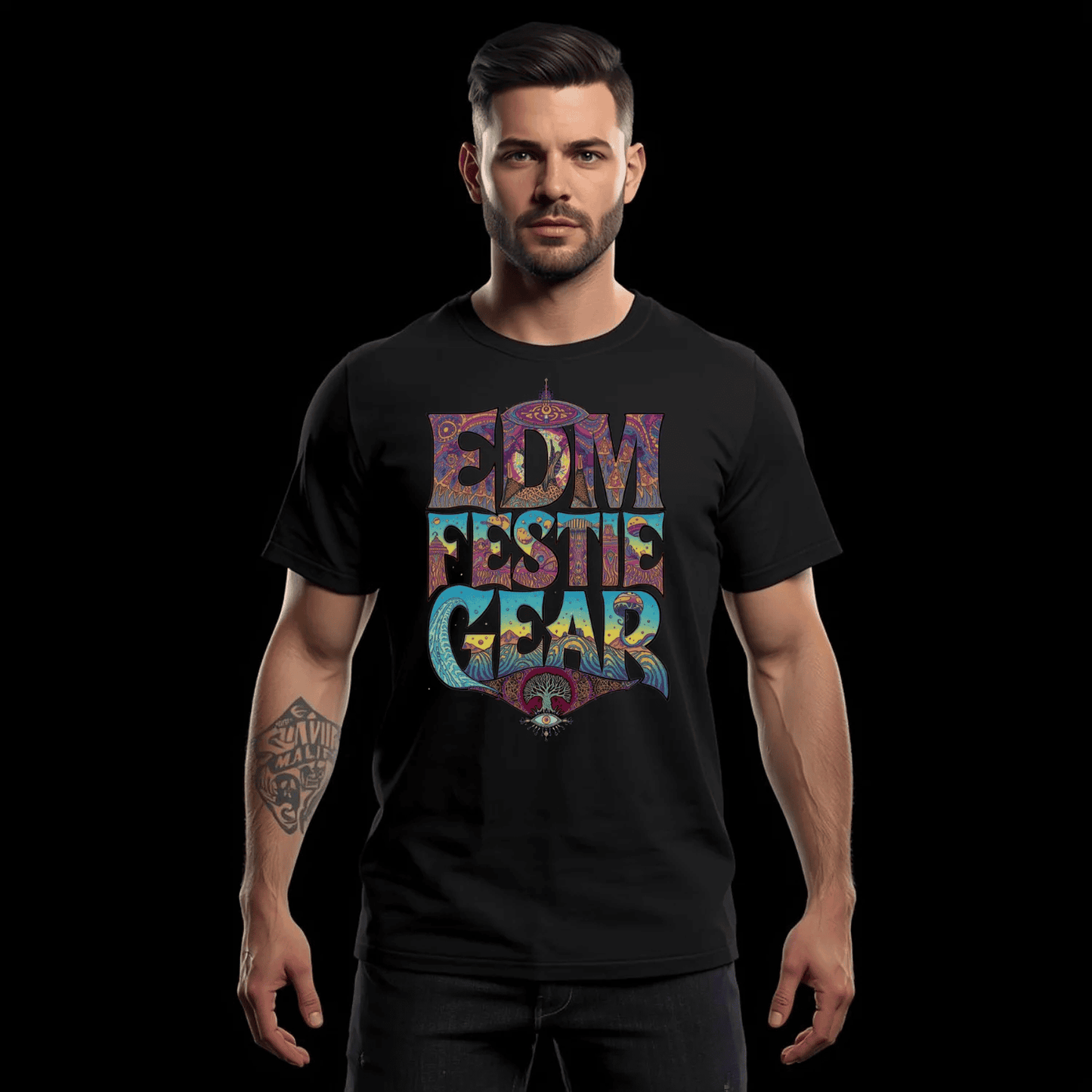 EDM Festie Gear All-Seeing Tree Cosmic Vibes Festival T-Shirt
