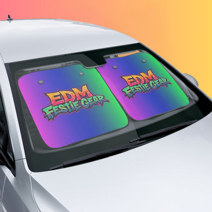 EDM Festie Gear Car Sun Shade — Neon Gradient Auto Windshield Protector