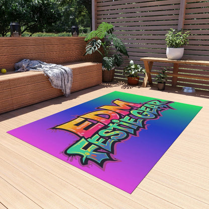 EDM Festie Gear Neon Graffiti Festival Outdoor Rug