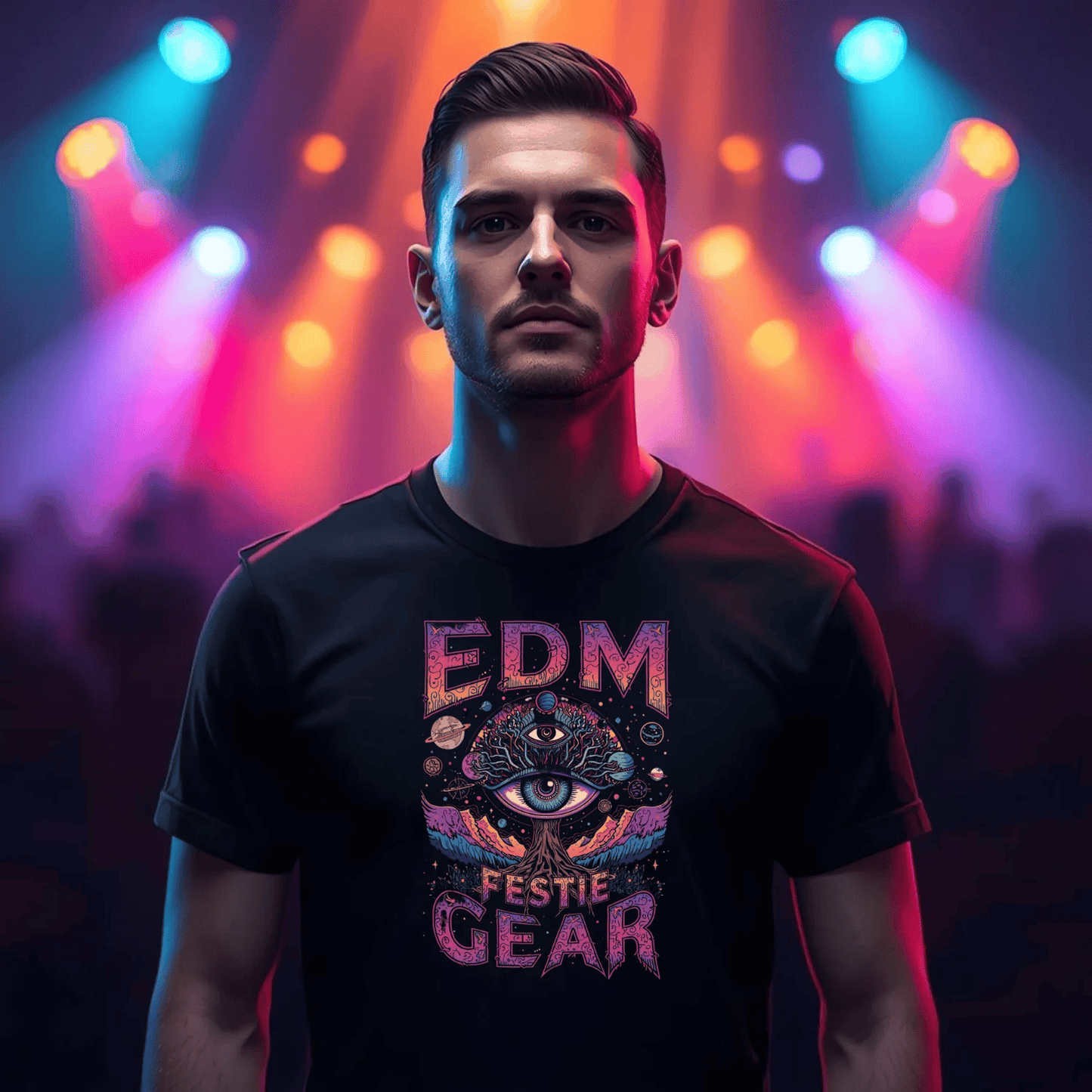 EDM Festival Gear All-Seeing Cosmic Life Tree T-Shirt