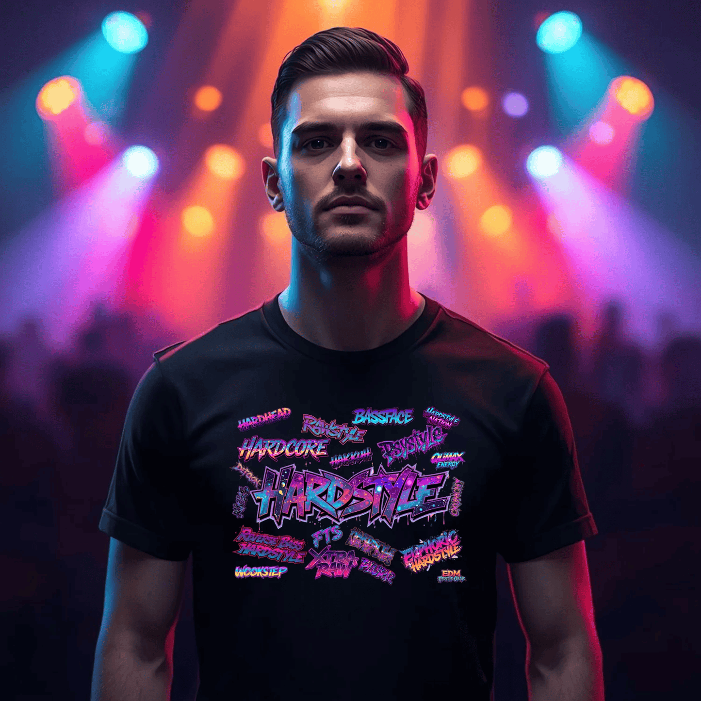 Hardstyle Word Art Festival T-Shirt for Ravers