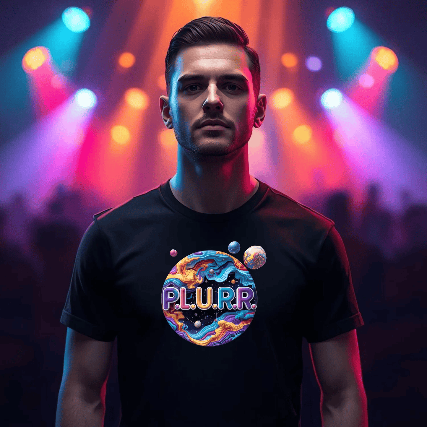 P.L.U.R.R Solar System Festival T-Shirt - Bold Celestial Design for Ravers