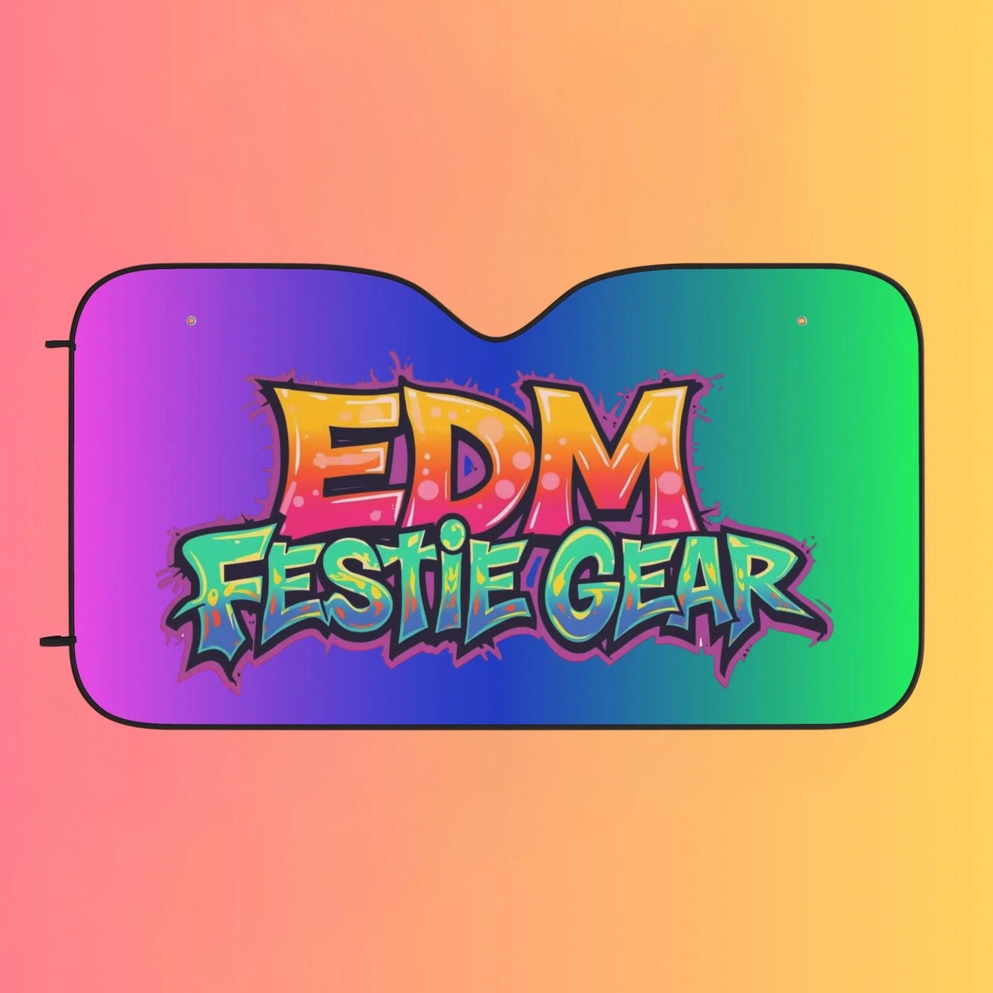 EDM Festie Gear Car Sun Shade — Neon Gradient Auto Windshield Protector