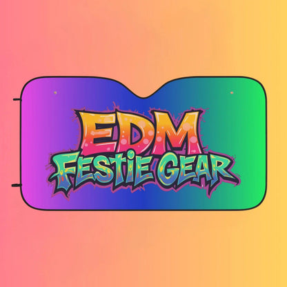 EDM Festie Gear Car Sun Shade — Neon Gradient Auto Windshield Protector