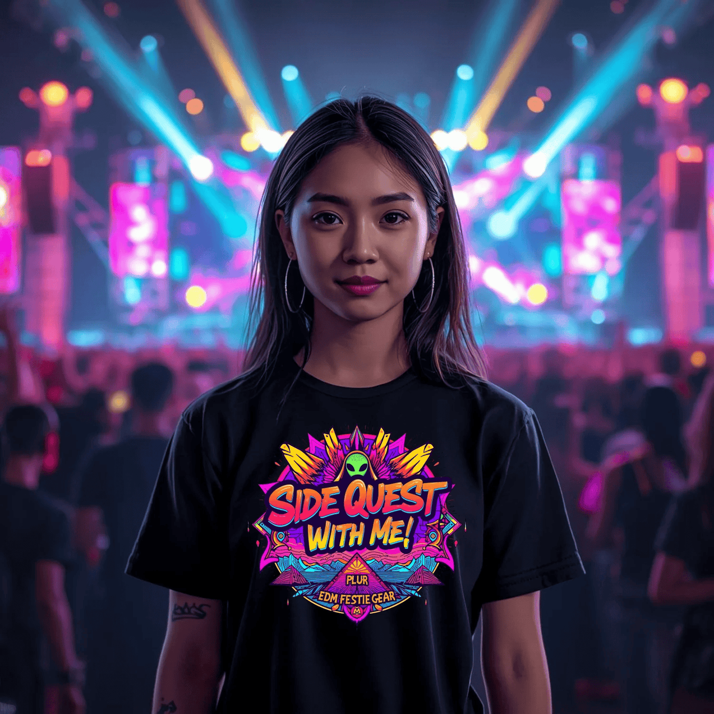 Side Quest With Me Aliens Festival T-Shirt for Ravers