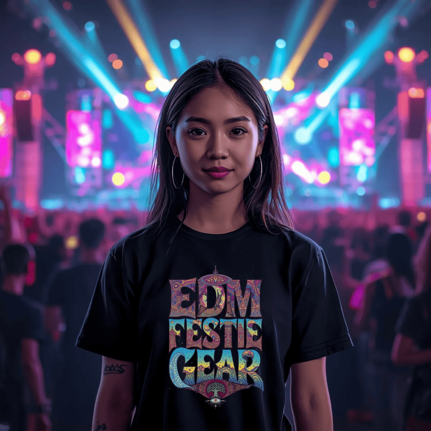 EDM Festie Gear All-Seeing Tree Cosmic Vibes Festival T-Shirt