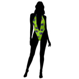 Sexy Swimsuit Women's Extreme One-Piece Mesh Revealing Swimwear Deep V Cleavage Thong Bottom Booty Quick Dry Tie-On Bathing Suit