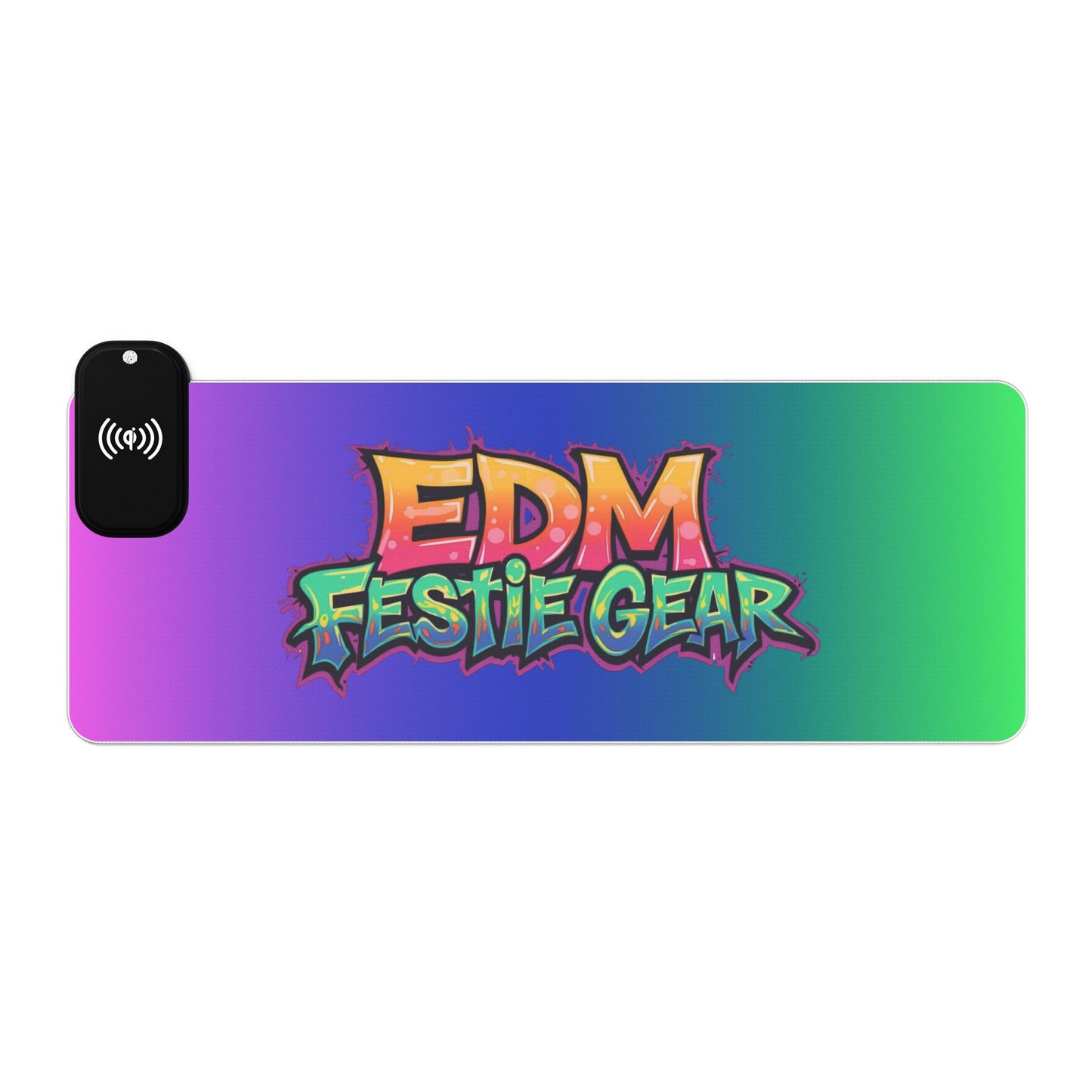 LED Wireless Charging Gaming Mouse Pad - 'EDM Festie Gear' RGB Desk Mat for Ravers