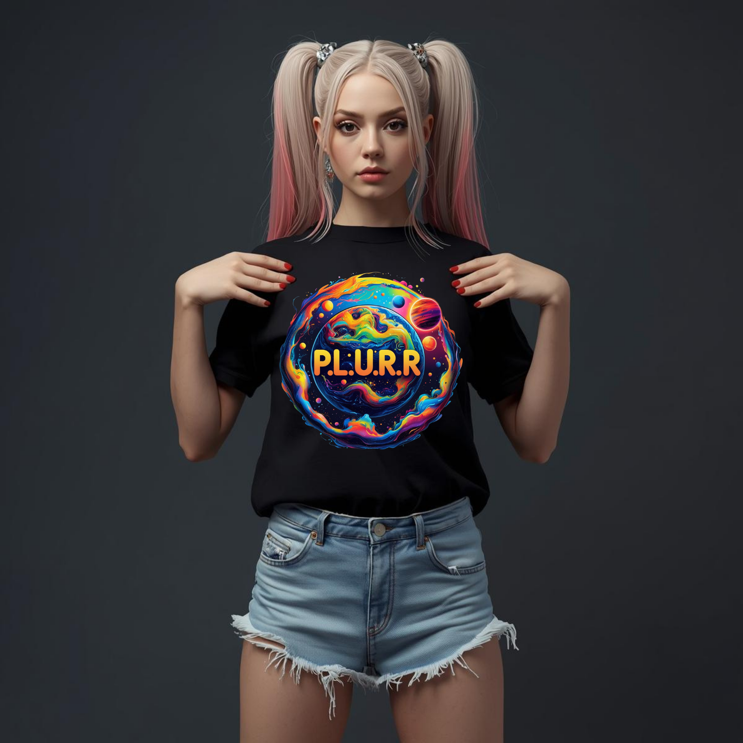 P.L.U.R.R in Space Festival T-Shirt for Rave Lovers