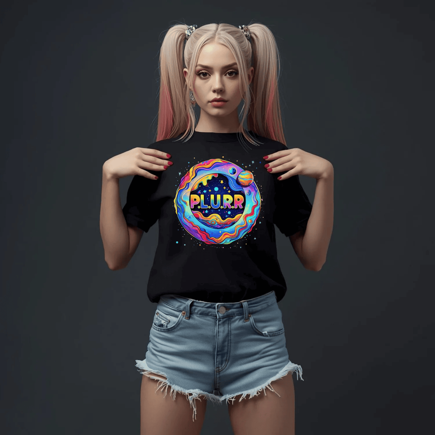 P.L.U.R.R Space Festival T-Shirt – Vibrant and Energetic Rave Apparel