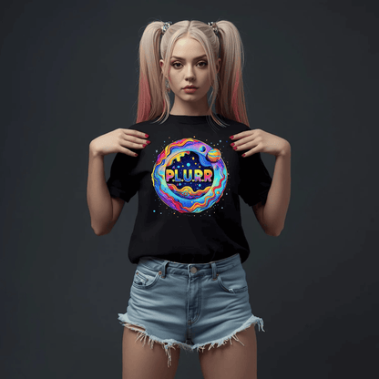 P.L.U.R.R Space Festival T-Shirt – Vibrant and Energetic Rave Apparel