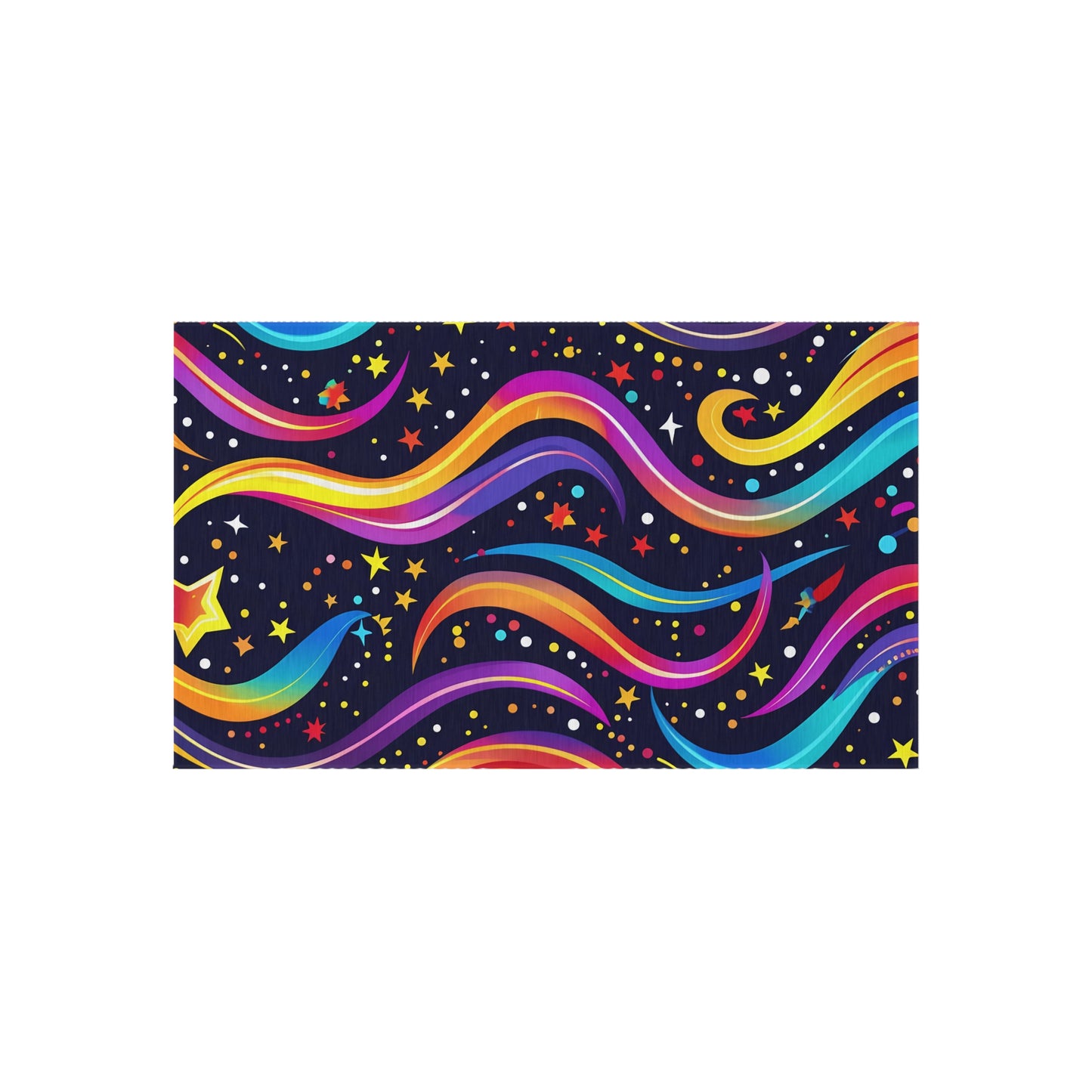 Colorful Shooting Stars Rainbow Wave outdoor rug for EDM rave festivals