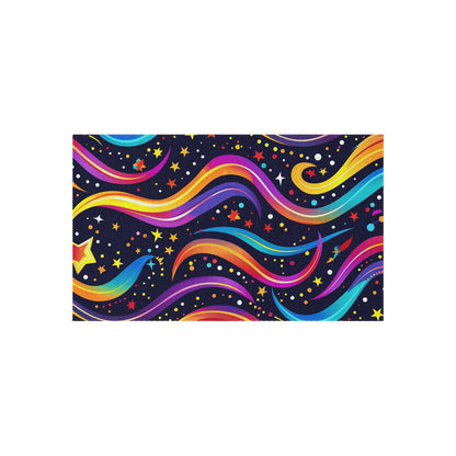 Colorful Shooting Stars Rainbow Wave outdoor rug for EDM rave festivals