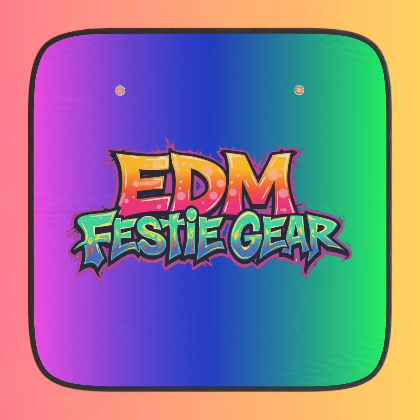 EDM Festie Gear Car Sun Shade — Neon Gradient Auto Windshield Protector