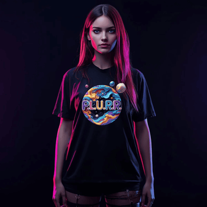 P.L.U.R.R Solar System Festival T-Shirt - Bold Celestial Design for Ravers