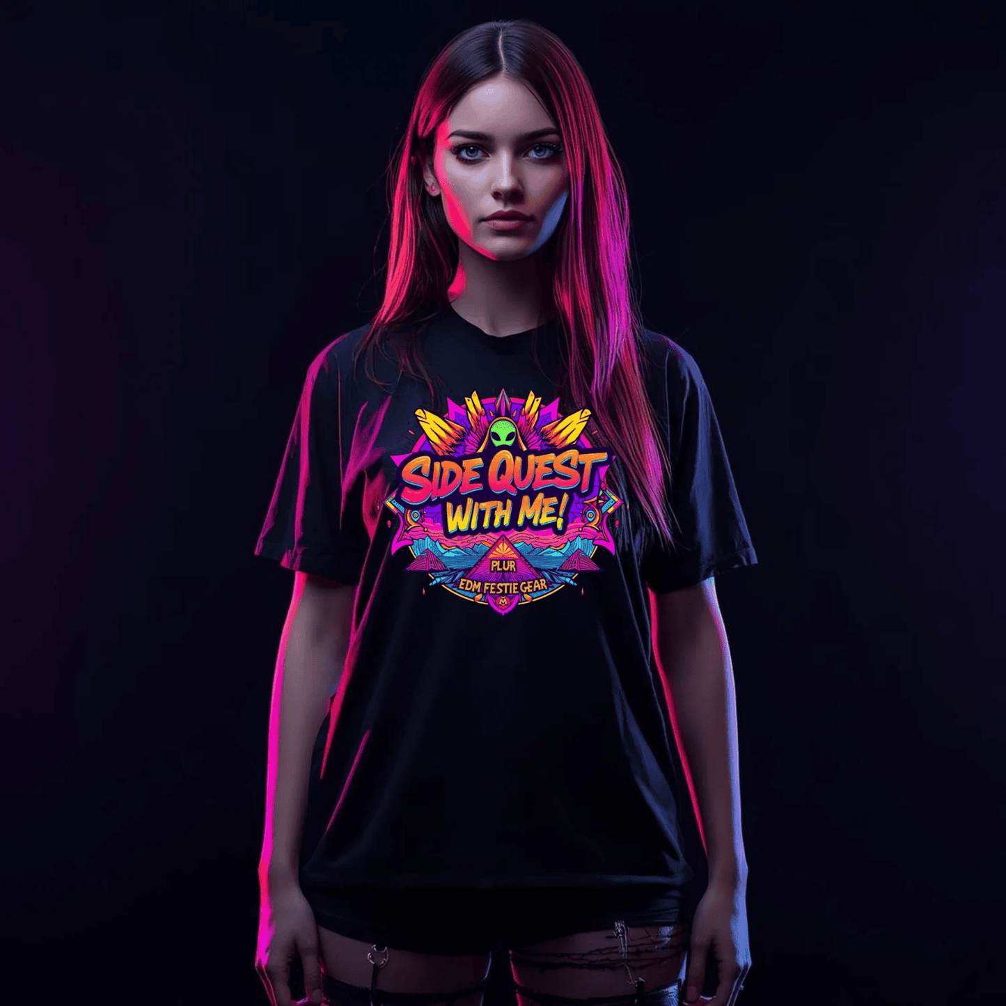 Side Quest With Me Aliens Festival T-Shirt for Ravers