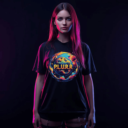 P.L.U.R.R in Space Festival T-Shirt for Rave Lovers