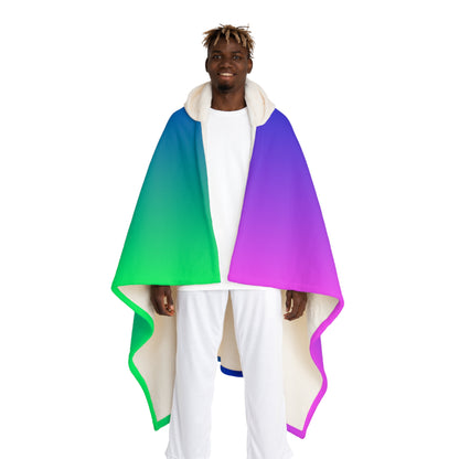EDM Festie Gear Gradient Hooded Sherpa Blanket – Cozy Purple to Green Throw for Rave Lovers