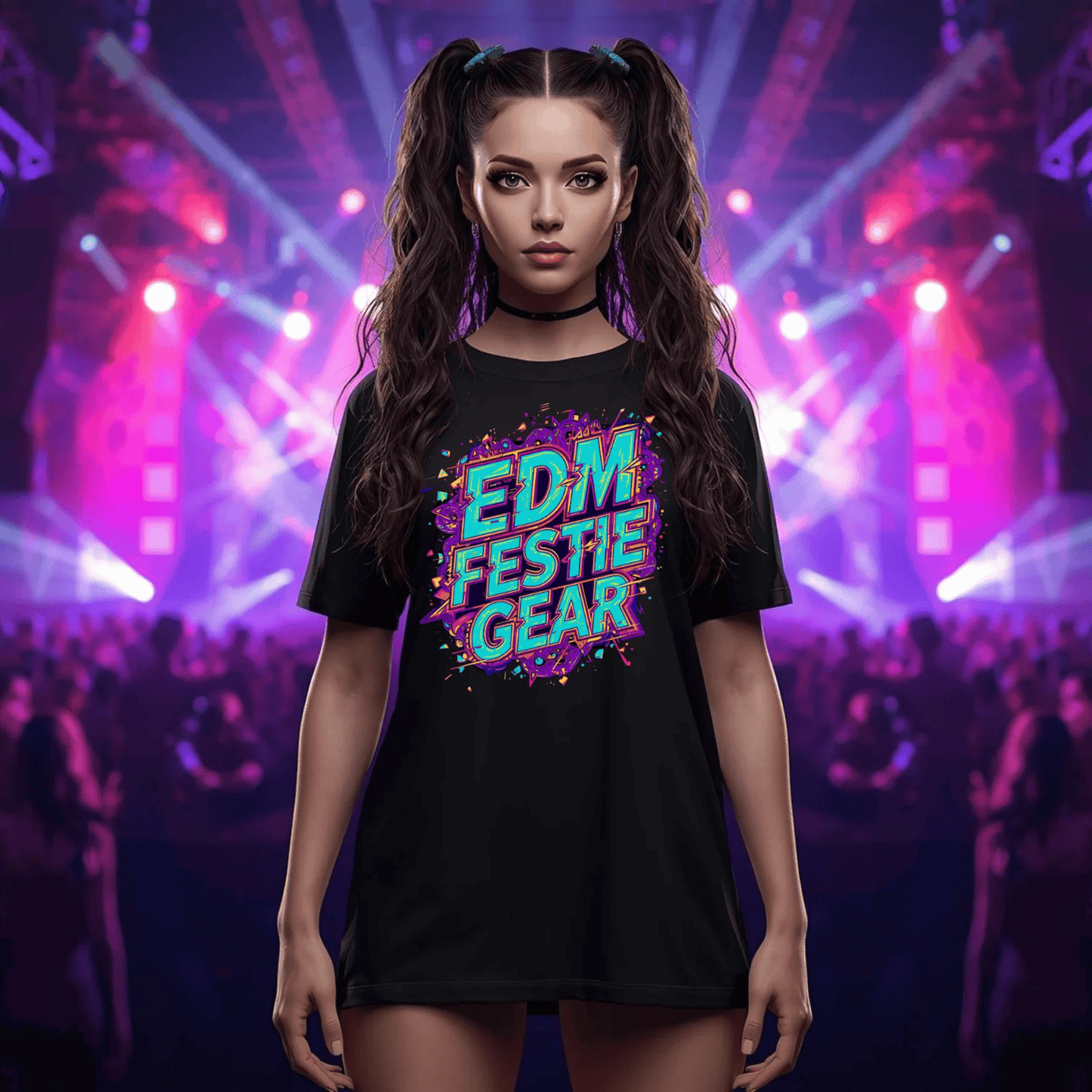 EDM Festie Gear Glitched Festival T-Shirt for Rave Culture