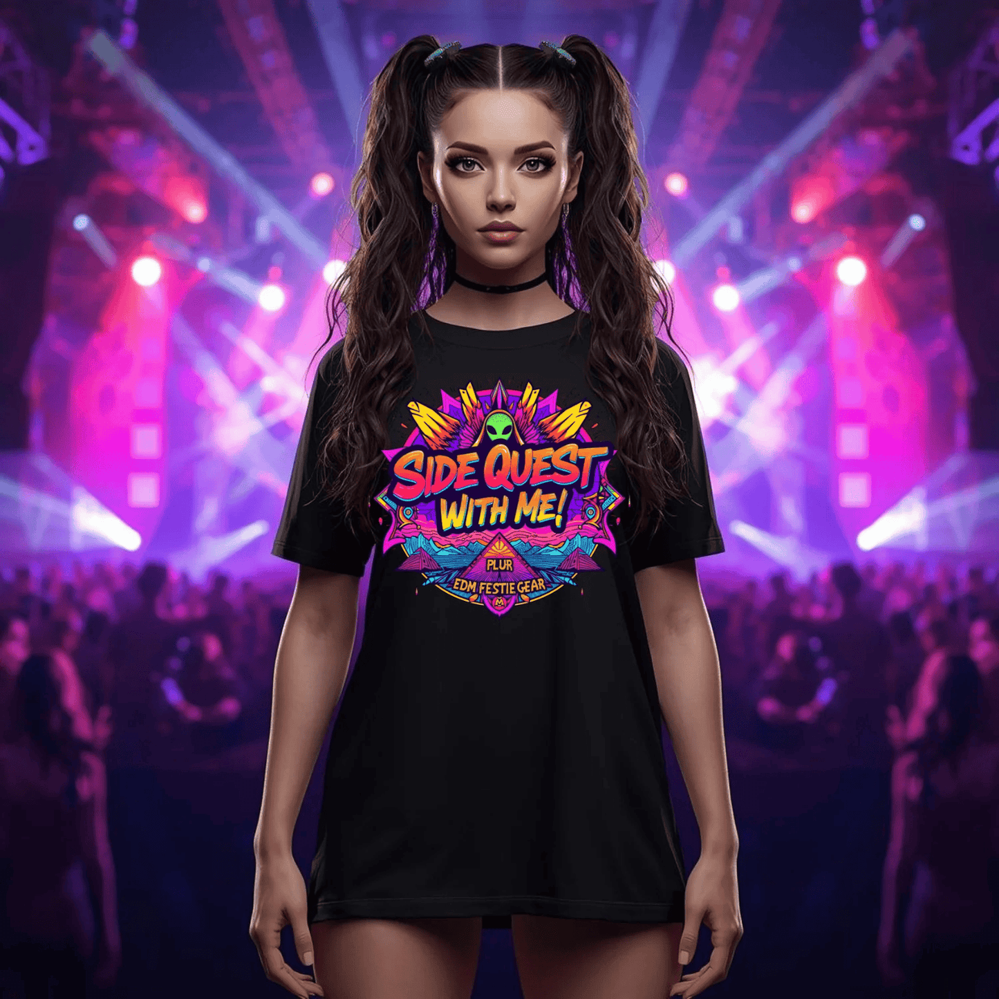 Side Quest With Me Aliens Festival T-Shirt for Ravers
