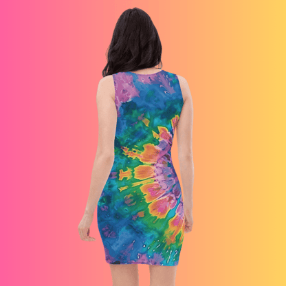 Vibrant Groovy Tie-Dye Bodycon Dress for Rave Lovers