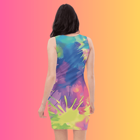 Vibrant Neon Tie-Dye Bodycon Dress for Festival Queens