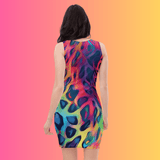 Neon Leopard Print Bodycon Dress for Festivals