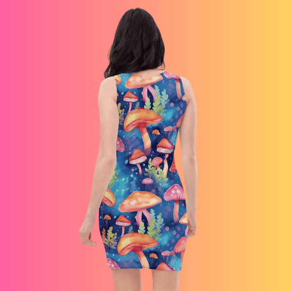 Vibrant Mushroom Bodycon Dress for Raves and Festivals