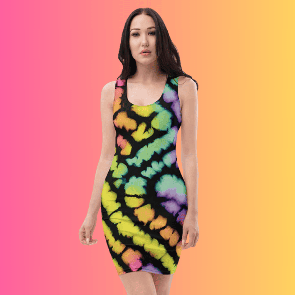 Vibrant Tie-Dye Bodycon Dress for Raves and Festivals