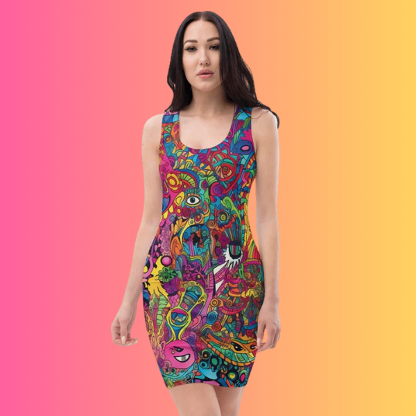 Acid Universe Bodycon Dress for Rave & EDM Festivals - EDMFestieGear.com