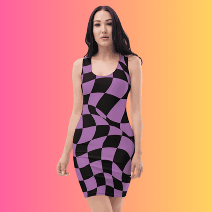 Electric Vibes Checkered Bodycon Dress for Festivals
