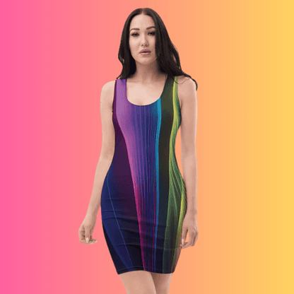 Neon Swirl Bodycon Dress for Raves and Music Festivals