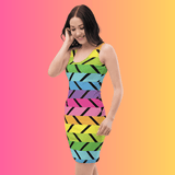 Vibrant Rainbow Stripe Bodycon Dress for EDM Festivals